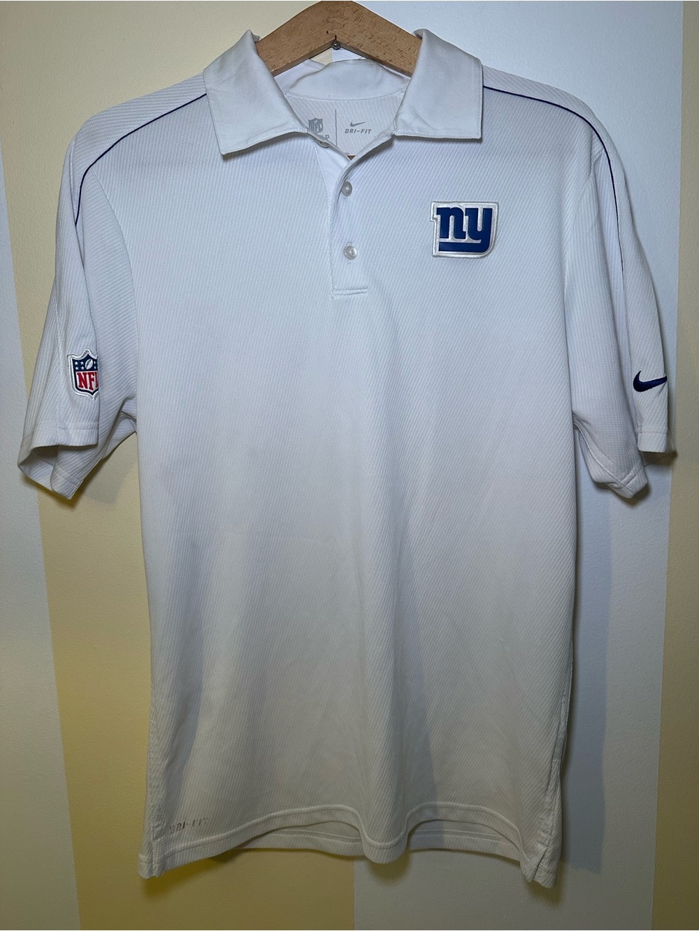 Nike New York Giants NFL Onfield Dri-Fit Polo Shirt White Mens Small S Golf
